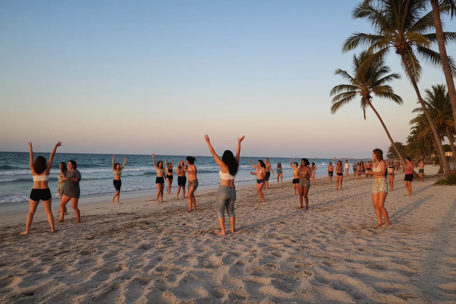 A group of children and adults dancing together in a supportive and inclusive environment.
