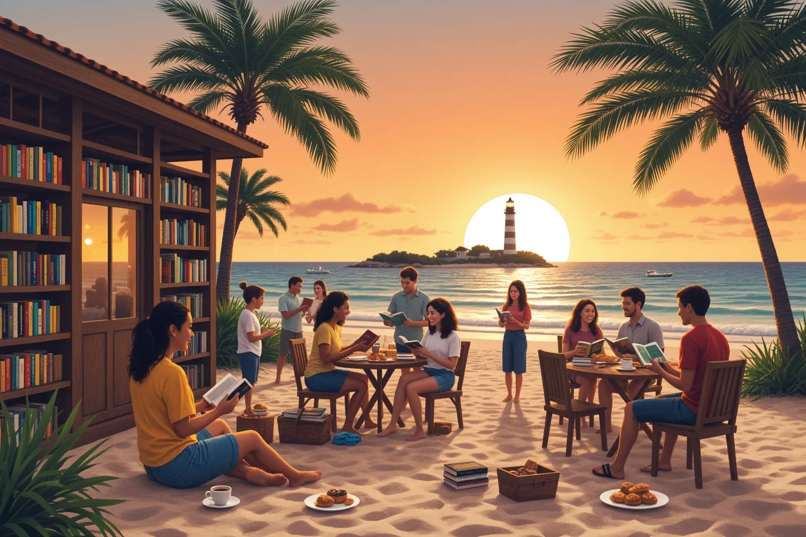 A group of people exchanging books at a community event.