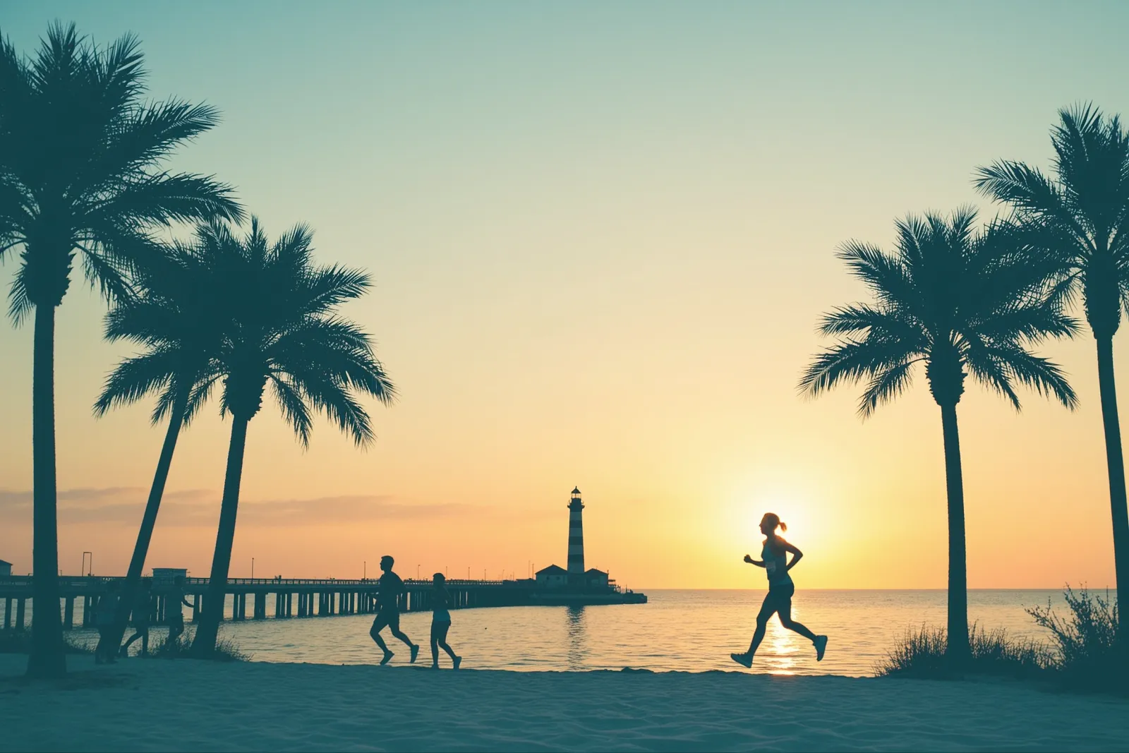 Runners participating in the Game On! Run Hutchinson Island Half Marathon & 10K along the coastal route.