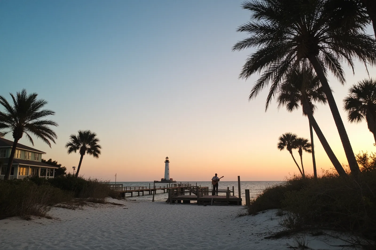 A live acoustic performance by Luis Gomez at Square Grouper by the inlet waters.