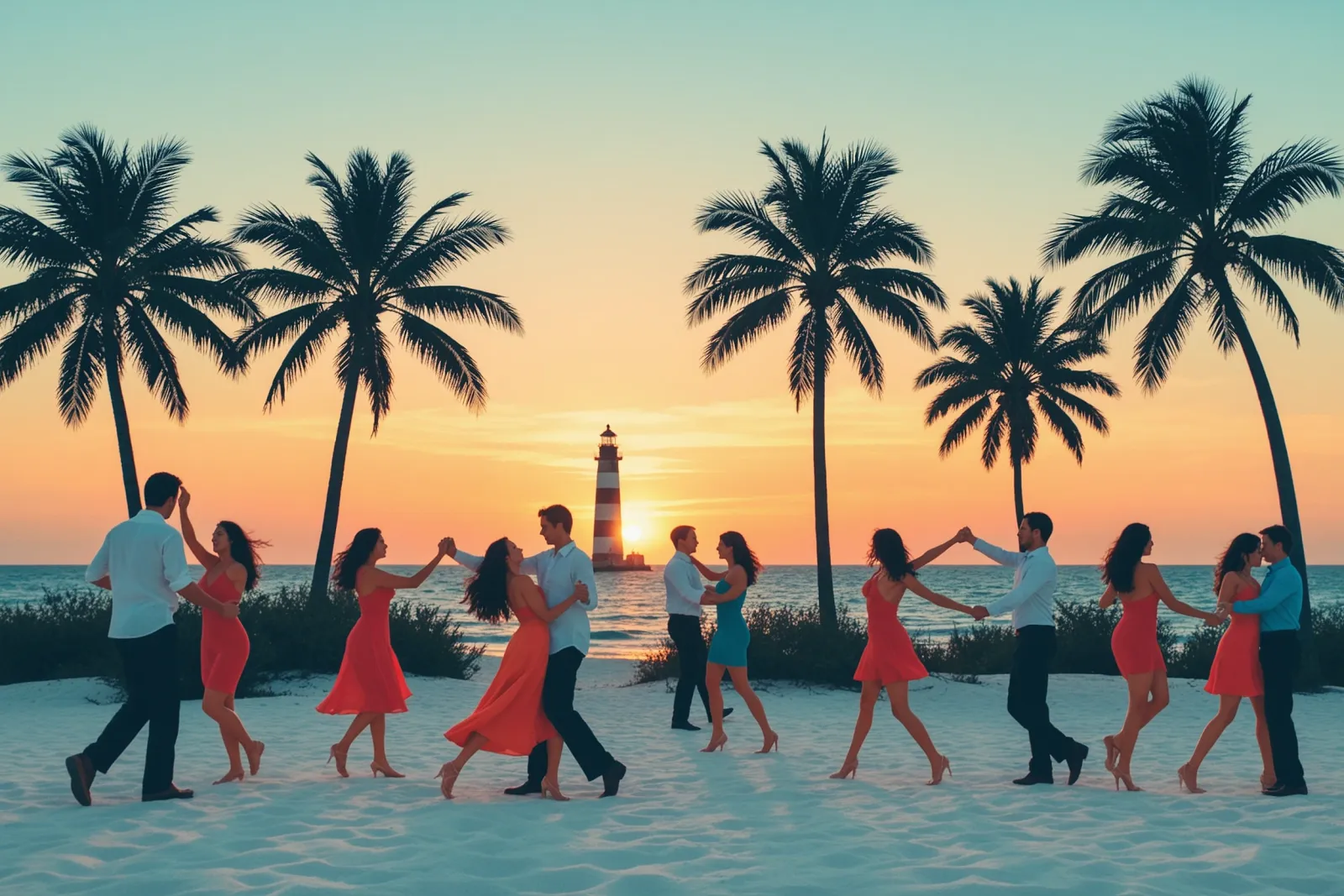 A group of people learning Cuban salsa in a dance class.