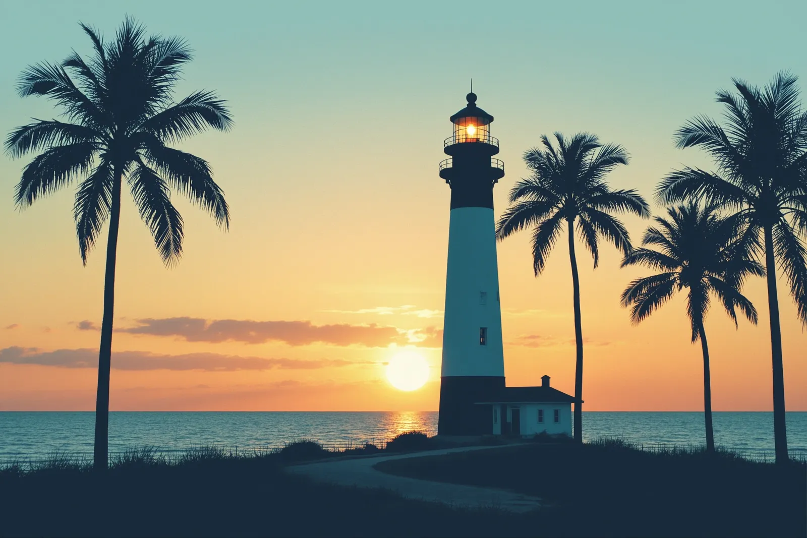 A view of the sunrise over the Atlantic Ocean from the top of the Jupiter Inlet Lighthouse.