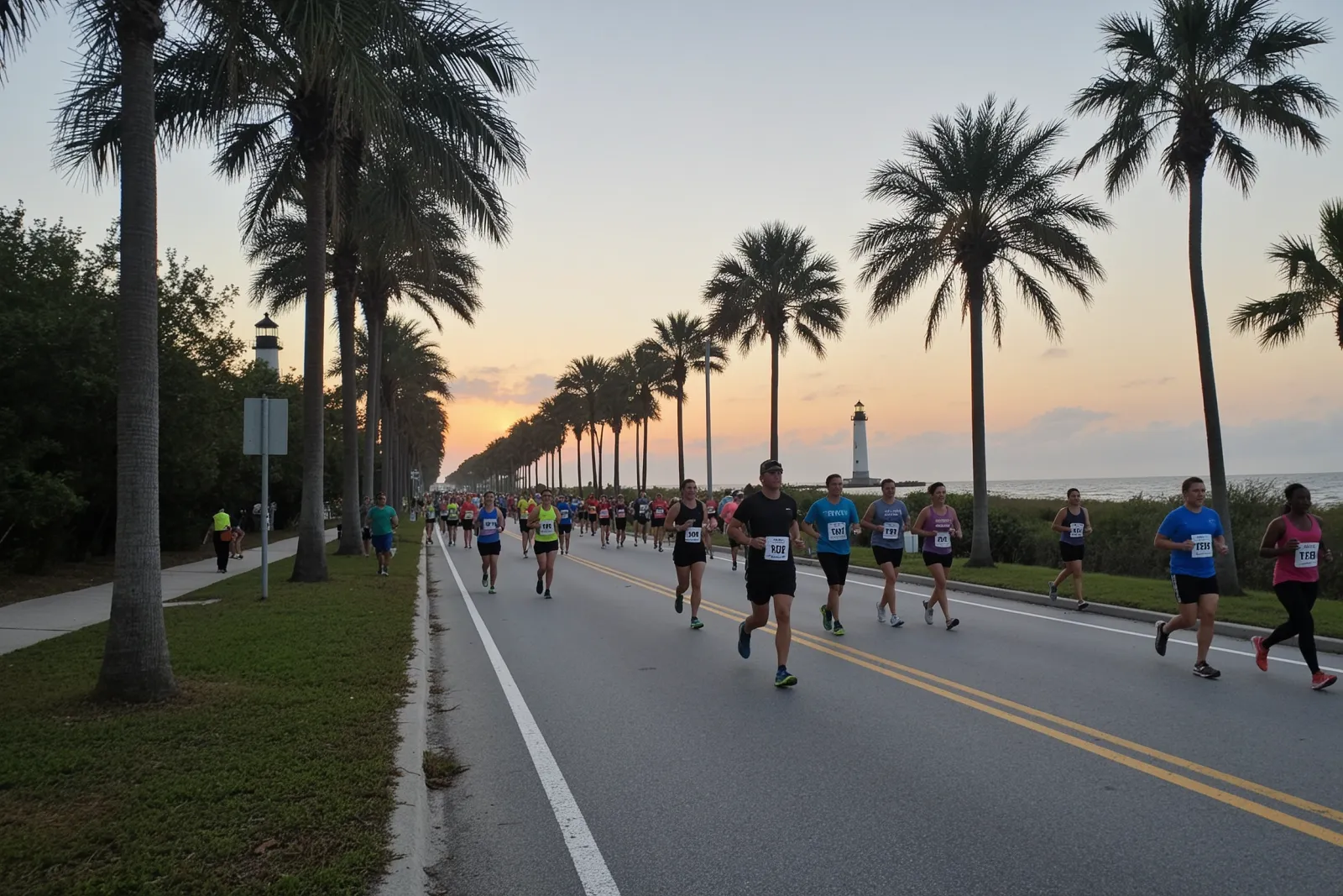 Runners and walkers participating in the Zoe Loren Make A Difference Foundation 5K along A1A.