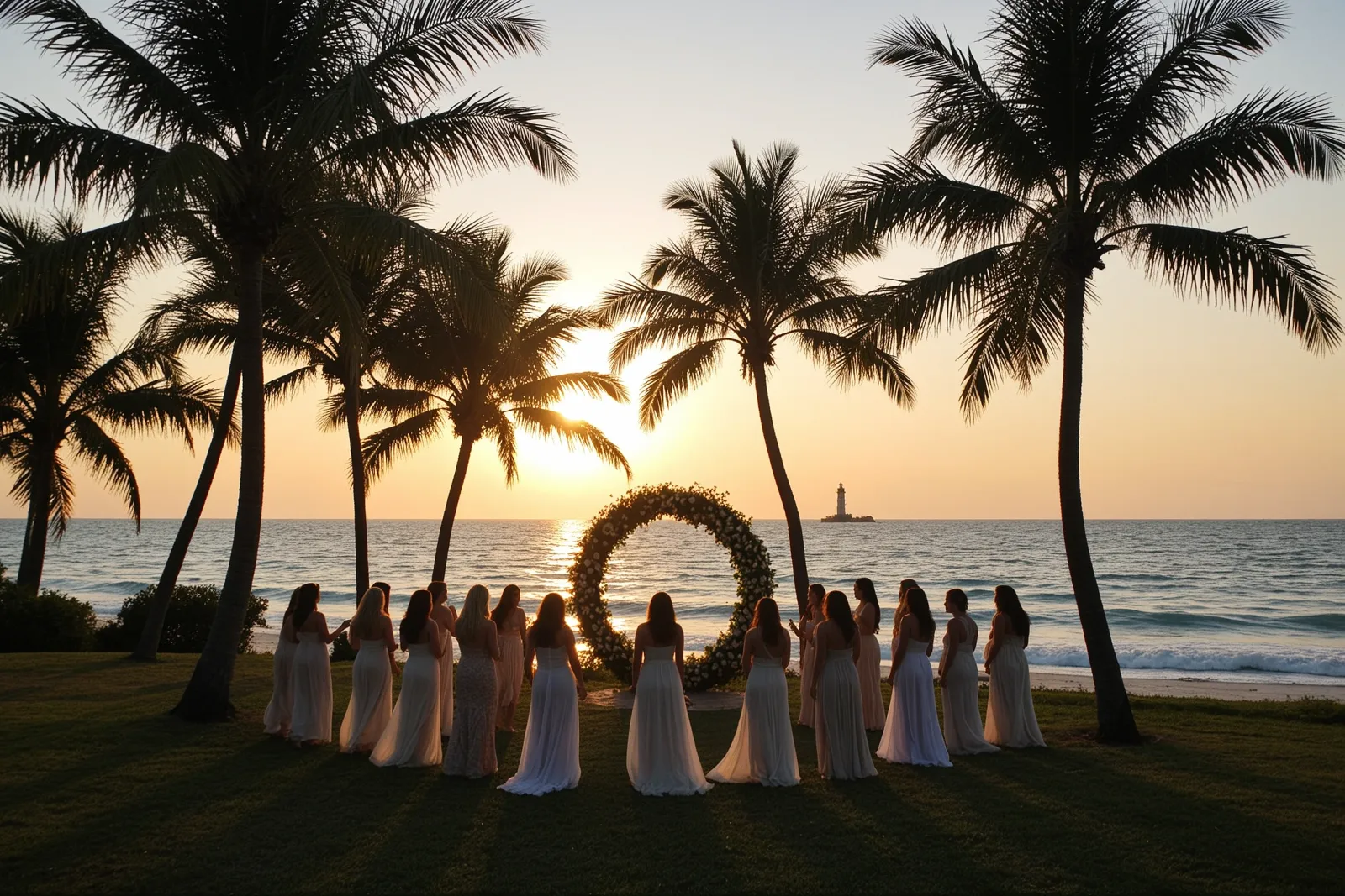 A group of women participating in a ceremonial gathering for energetic clearing and celebration.